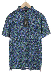 RLX RALPH LAUREN golfo vyriški marškinėliai su ilgomis rankovėmis, tamsiai mėlyni, gėlių rašto, L dydžio 