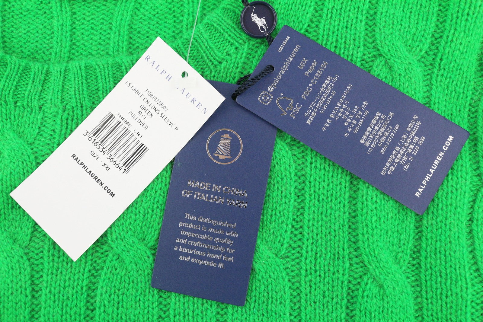 RALPH LAUREN kašmyro vyriškas megztinis, 2XL, žalias, megztinis su kabeliu, rekomenduojama kaina – 599 € 