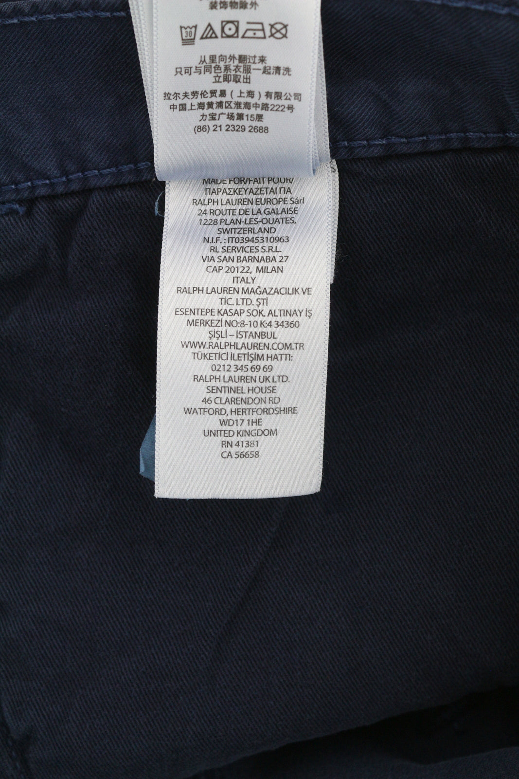 RALPH LAUREN vyriški šortai su užtrauktuku, 38 cm, tamsiai mėlyni 