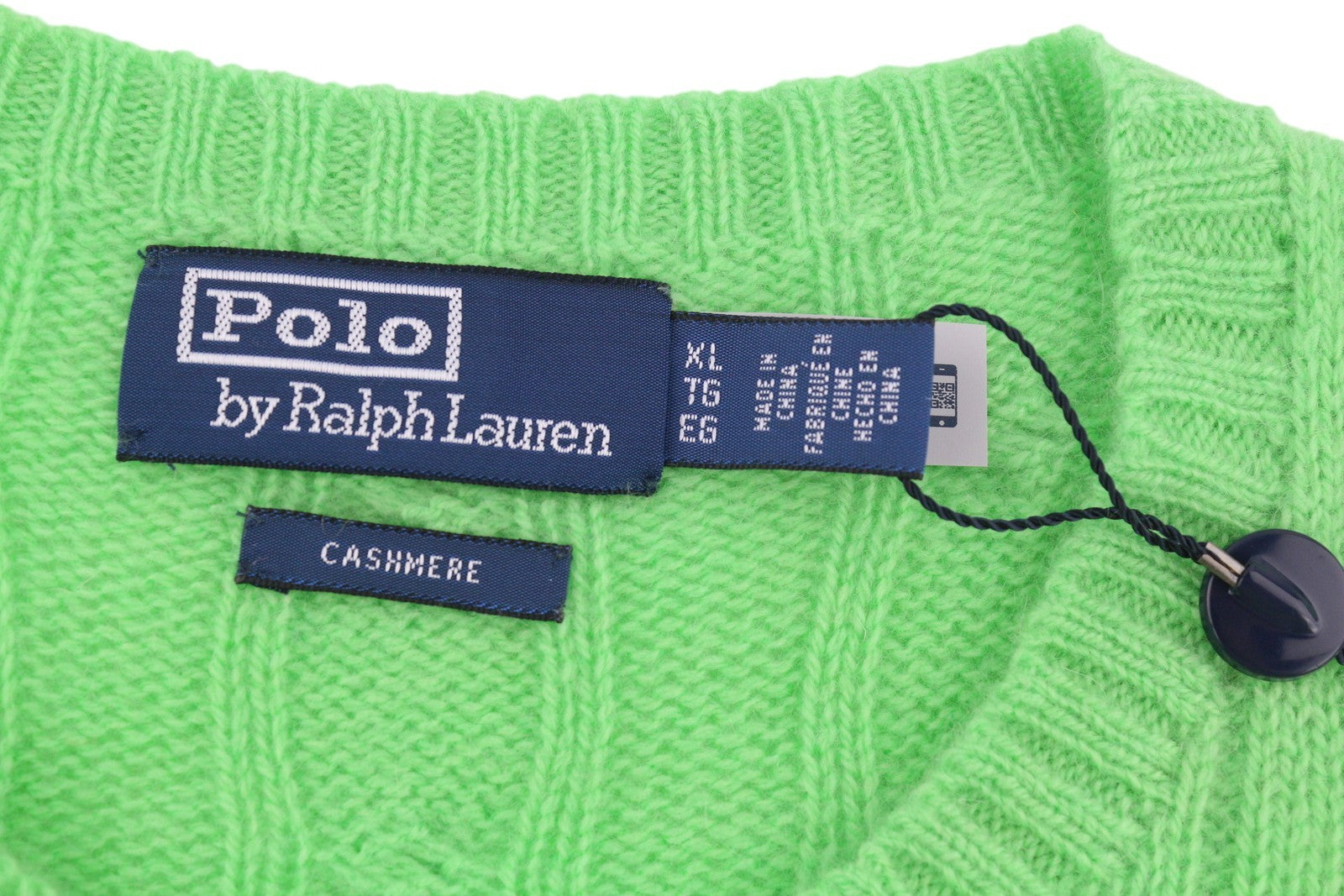 RALPH LAUREN kašmyro vyriškas megztinis XL dydžio žalias megztinis su kabelio formos mezginiu, logotipas, rekomenduojama kaina – 549 € 
