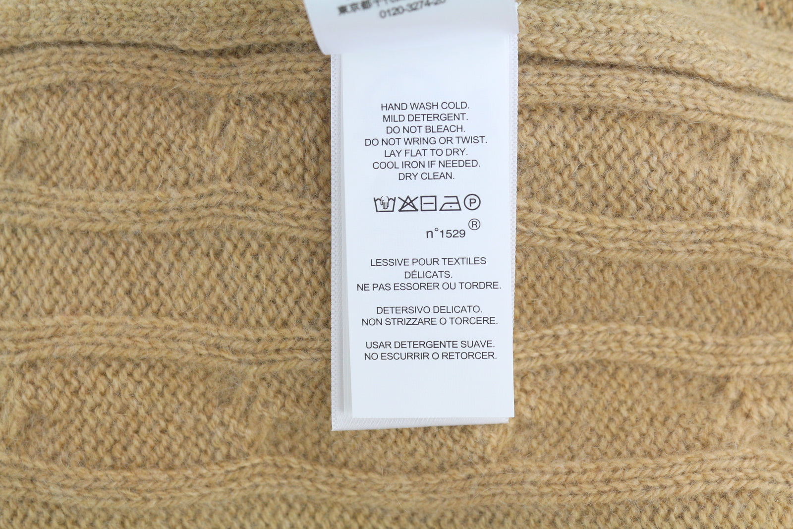 RALPH LAUREN kašmyro vyriškas megztinis 2XL dydžio, kupranugario spalvos, megztinis su kabeliu, rekomenduojama kaina – 619 € 