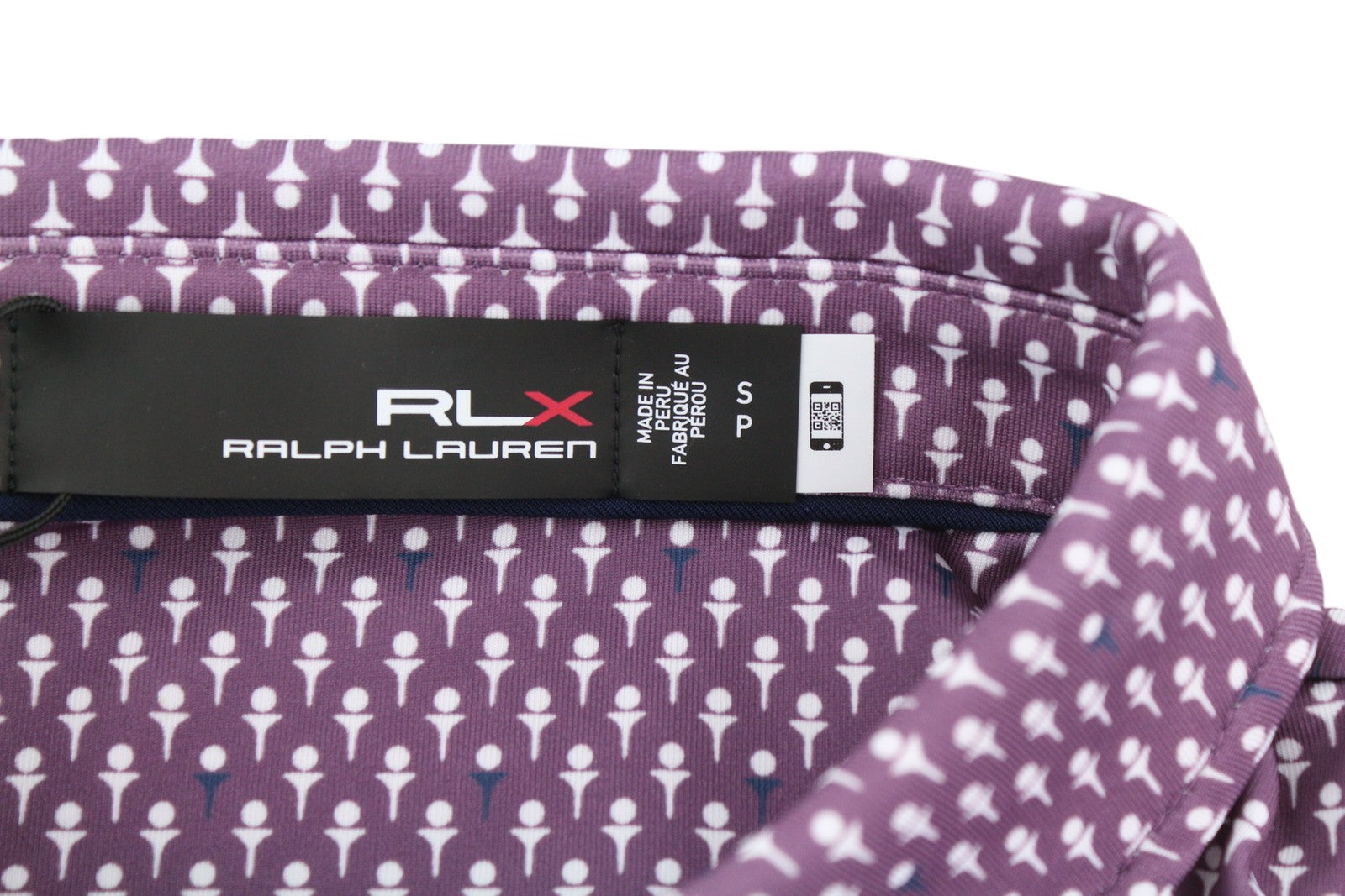 RLX RALPH LAUREN golfo vyriški marškinėliai su violetinėmis trumpomis rankovėmis, raštuoti, su gobtuvu. 