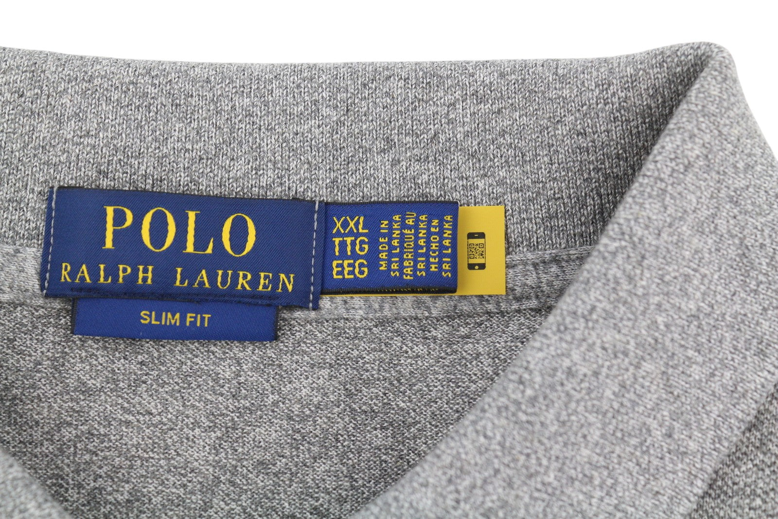 RALPH LAUREN Slim Fit vyriški marškinėliai, 2XL dydžio, pilki melanžo spalvos, ilgomis rankovėmis, rekomenduojama kaina – 135 € 