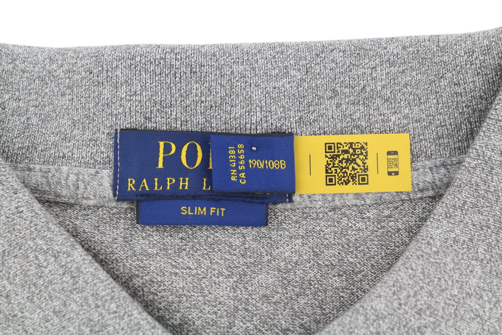 RALPH LAUREN Slim Fit vyriški marškinėliai, 2XL dydžio, pilki melanžo spalvos, ilgomis rankovėmis, rekomenduojama kaina – 135 € 