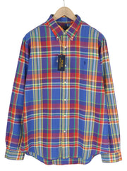 RALPH LAUREN vyriški marškinėliai su XL dydžio languotu raštu, užsegami sagomis, RRP175