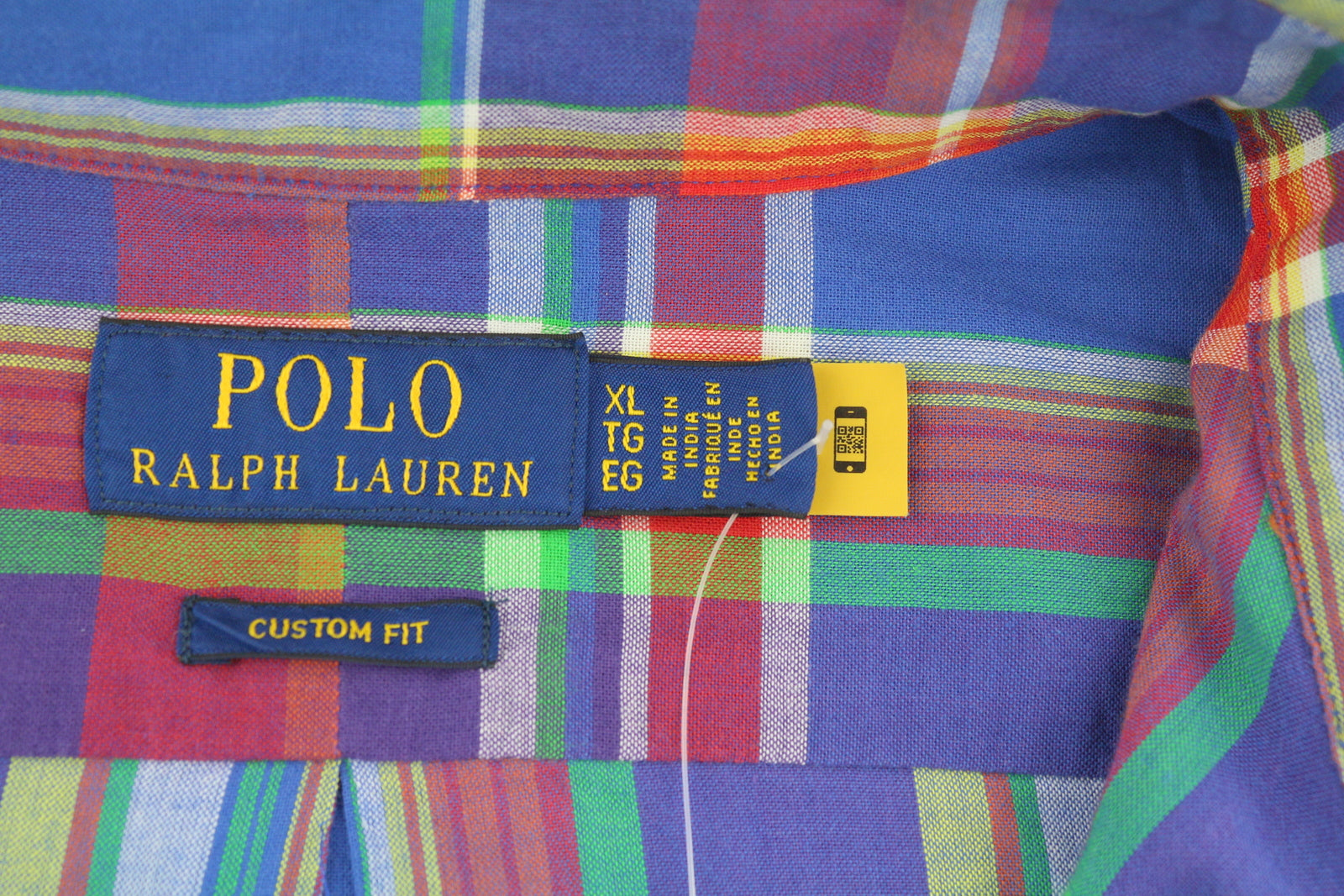 RALPH LAUREN vyriški marškinėliai su XL dydžio languotu raštu, užsegami sagomis, RRP175