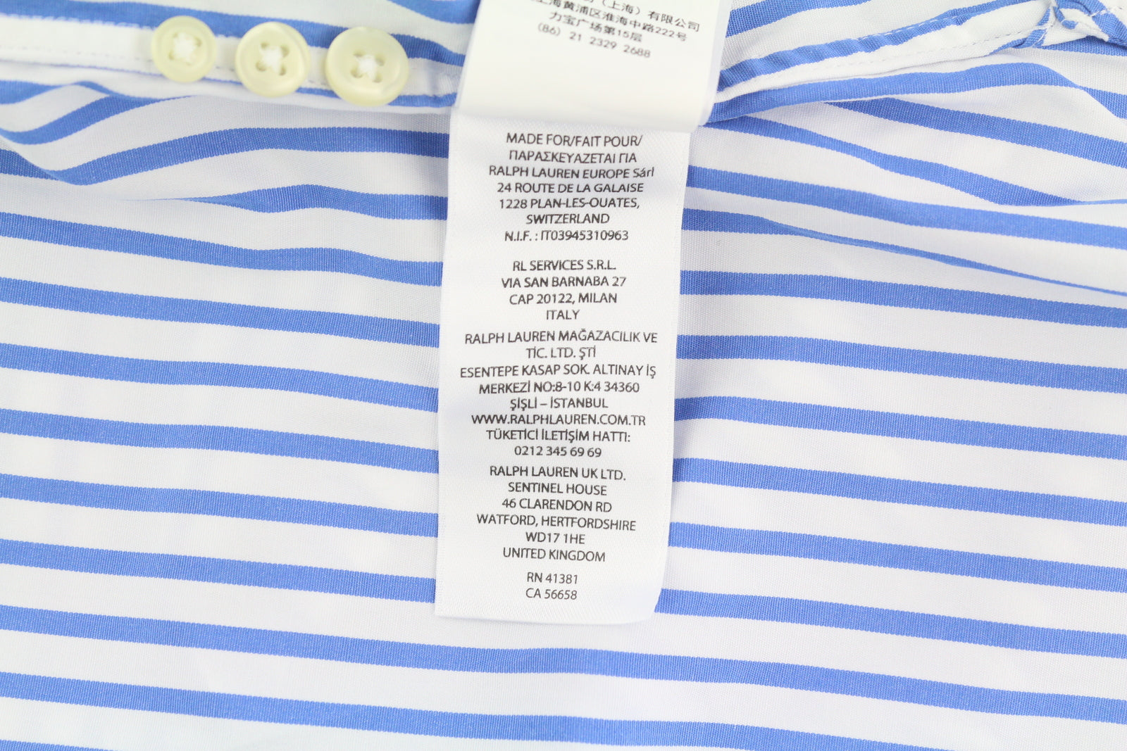 RALPH LAUREN klasikinio kirpimo vyriški marškinėliai L, mėlyni, dryžuoti, su sagomis RRP170