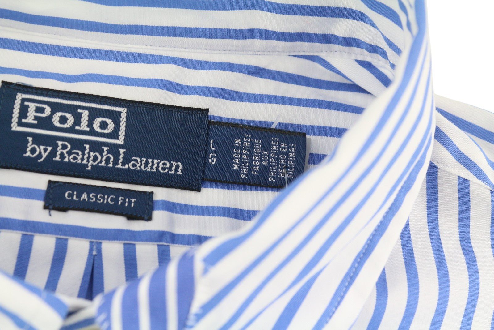 RALPH LAUREN klasikinio kirpimo vyriški marškinėliai L, mėlyni, dryžuoti, su sagomis RRP170