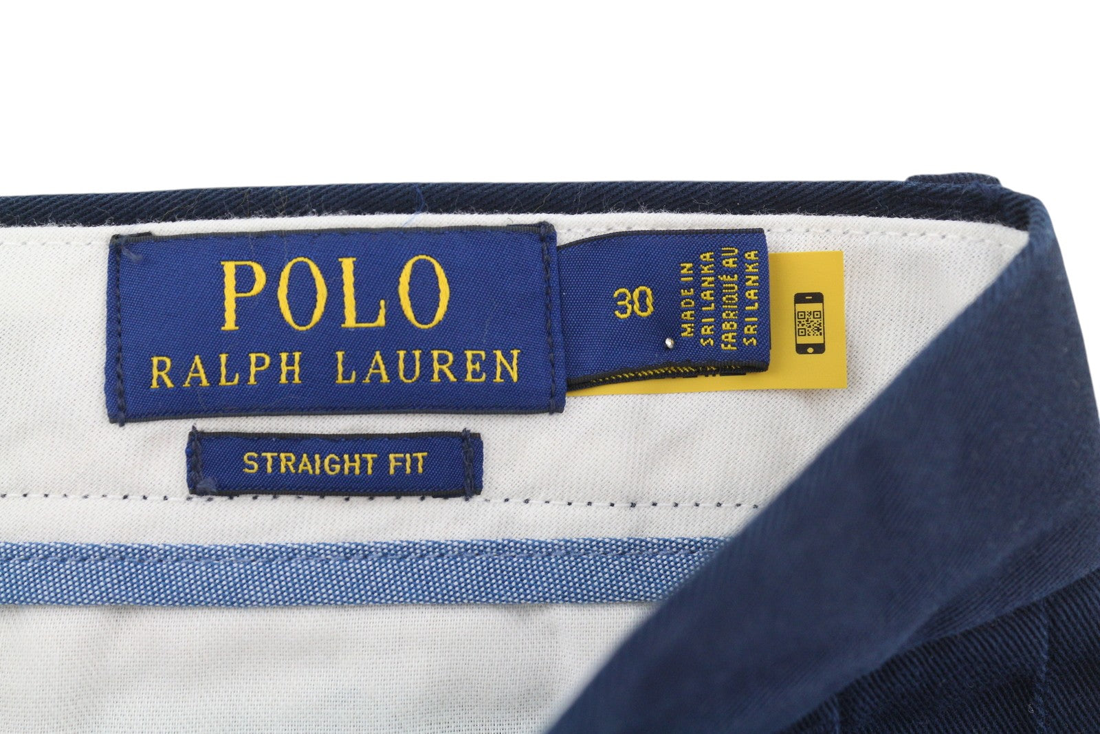RALPH LAUREN vyriški tiesaus kirpimo šortai, 30 dydžio, tamsiai mėlyni, su siuvinėtu logotipu. 