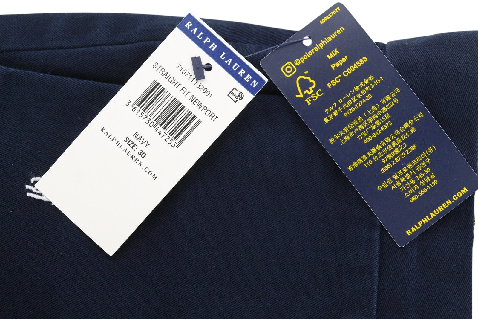 RALPH LAUREN vyriški tiesaus kirpimo šortai, 30 dydžio, tamsiai mėlyni, su siuvinėtu logotipu. 