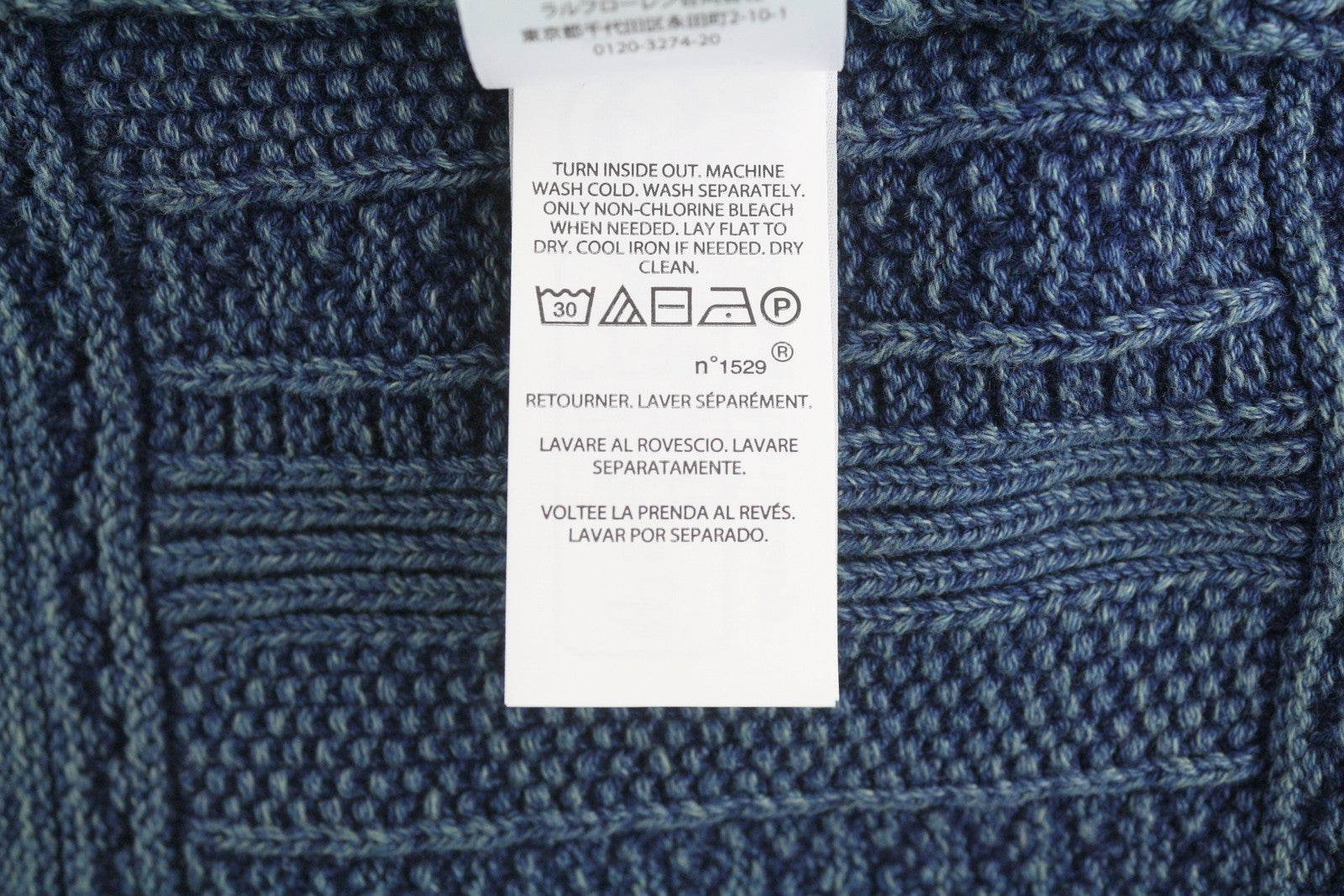 RALPH LAUREN vyriškas megztinis M dydžio kardiganas su skalbta mėlyna spalva su sagomis, rekomenduojama mažmeninė kaina – 499 € 