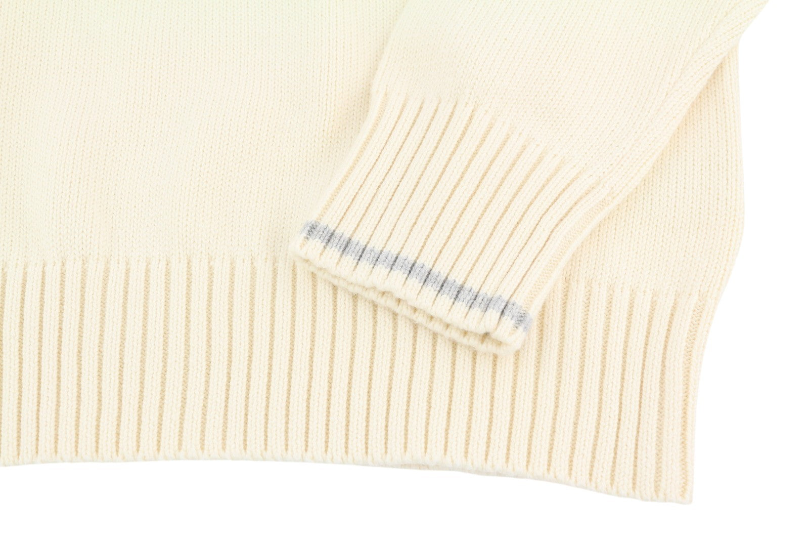 RALPH LAUREN vyriškas megztinis M, dramblio kaulo spalvos, megztas su sagų formos iškirpte ir siuvinėtu logotipu 