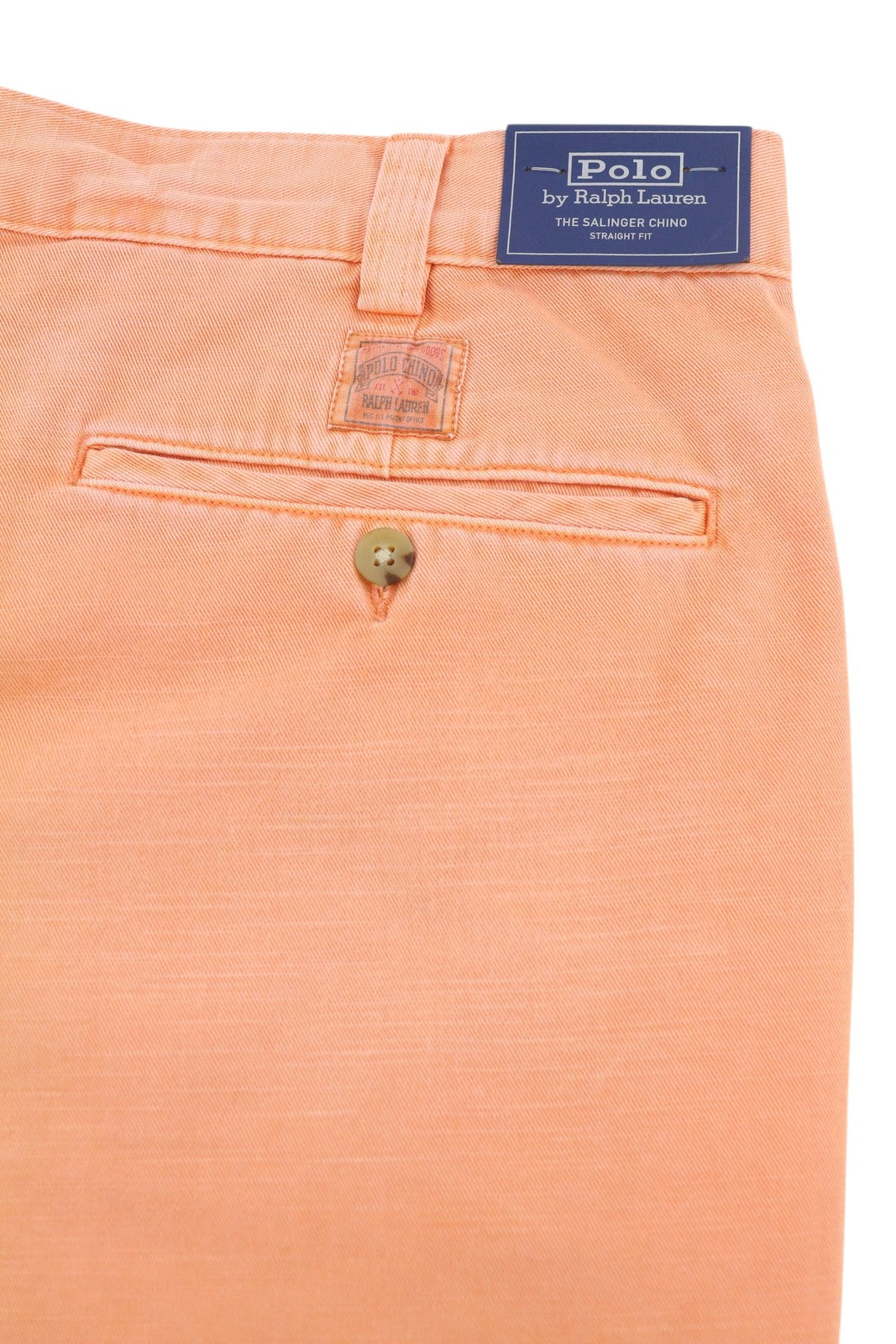 RALPH LAUREN Salinger Chino Straight Fit Men Shorts 36 Orange Logo RRP$236