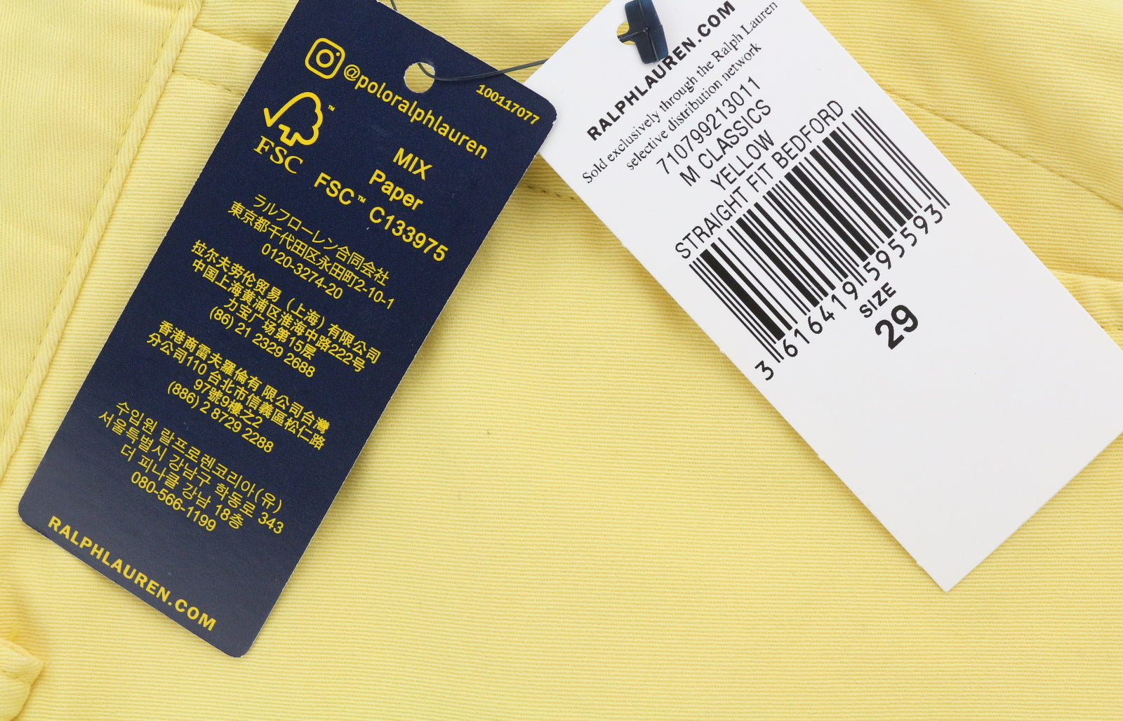 RALPH LAUREN Stretch Straight Fit Men Shorts 29 Bedford Yellow RRP€196