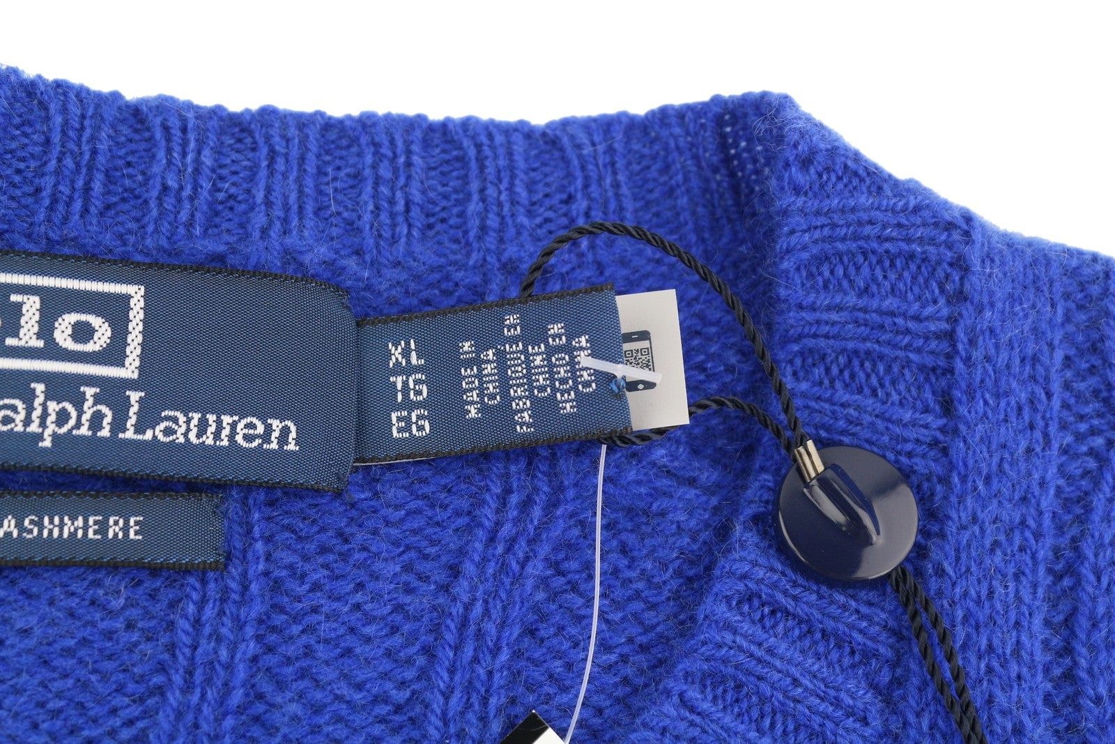RALPH LAUREN kašmyro vyriškas megztinis XL dydžio mėlynas megztinis su kabelio formos mezginiu, rekomenduojama kaina – 549 € 