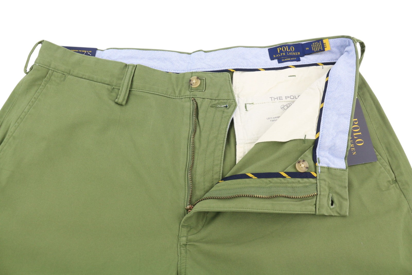 RALPH LAUREN Classic Fit Men Shorts 36 Olive Green Chino Zip Fly Casual