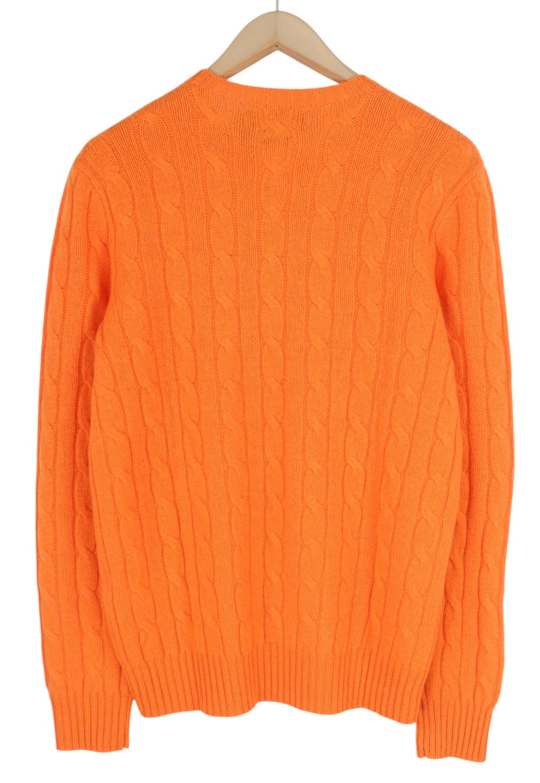 RALPH LAUREN kašmyro vyriškas megztinis M oranžinis megztinis su kabelio formos mezginiu logotipu RMK 549 € 