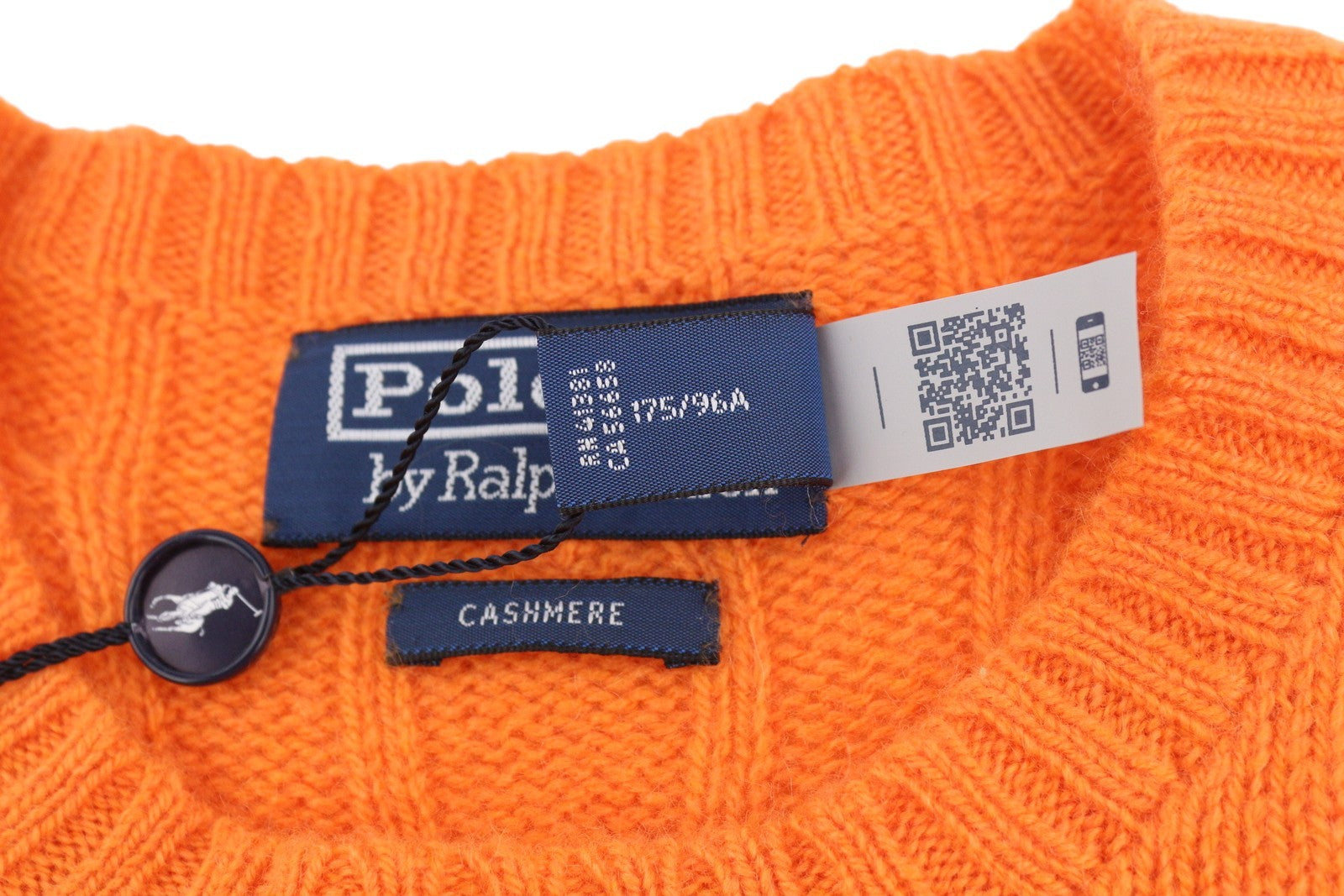 RALPH LAUREN kašmyro vyriškas megztinis M oranžinis megztinis su kabelio formos mezginiu logotipu RMK 549 € 