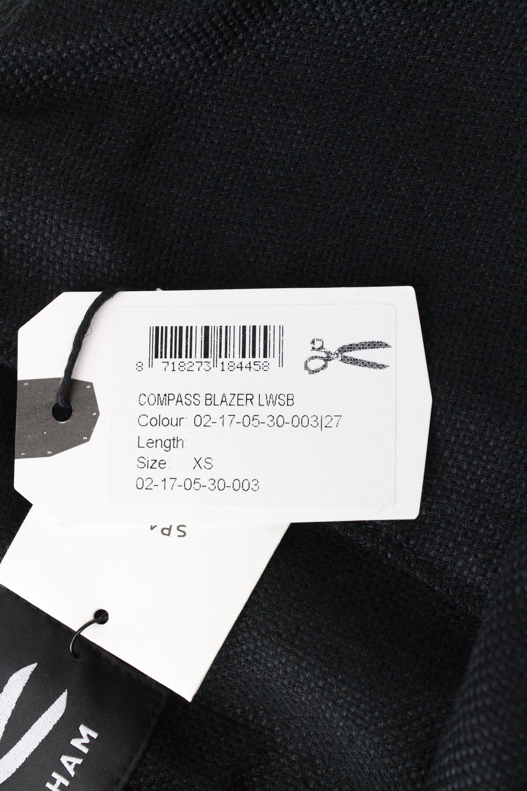 DENHAM „Compass XS“ moteriškas švarkas su apykakle, dryžuotas, juodas, paprastas, lininis audinys su viena saga 