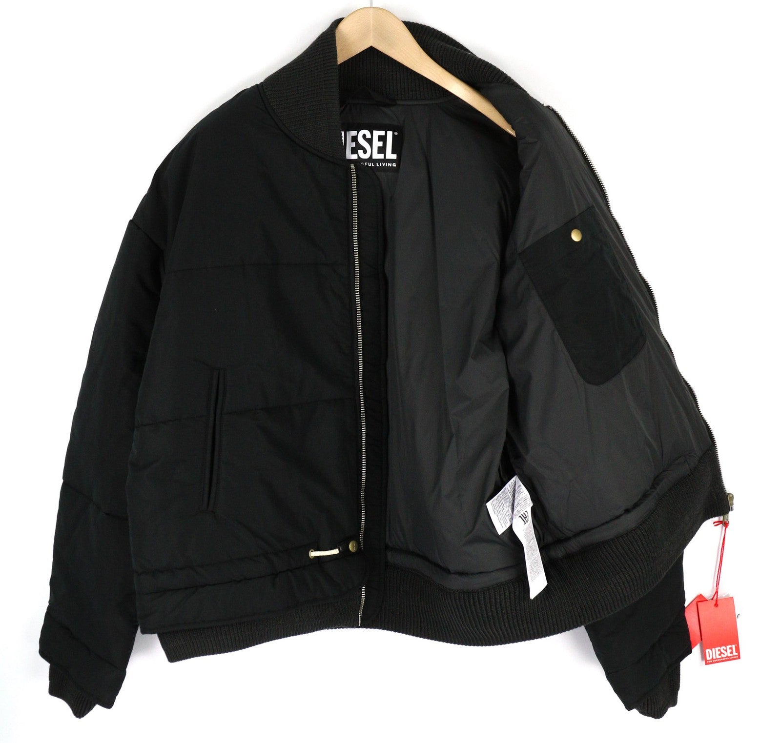 DIESEL W-Spleak vyriška striukė XL dydžio, juoda, su bomber pamušalu ir izoliacija, RRP 325 € 