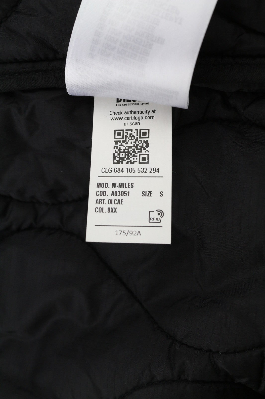 DIESEL W-Miles vyriška striukė su paslėptu užsegimu, didelė juoda, RRP 475 € 