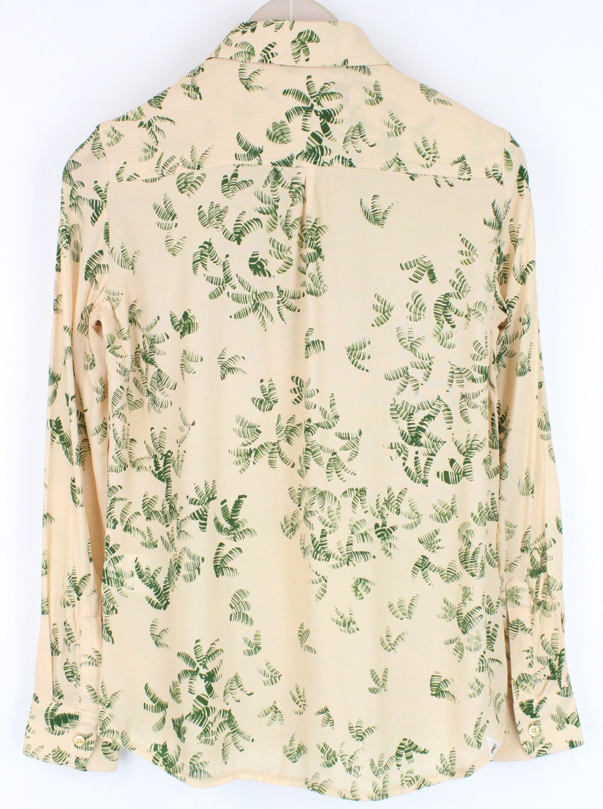 DENHAM Jessie XS Women Blouse Twill Button-Up Pastel Orange Palm Leaf Printed