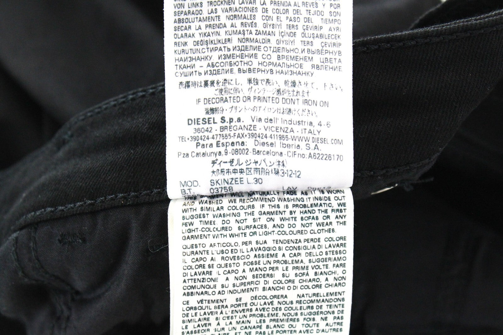 DIESEL Skinzee 08E13 W26/L30 Women Jeans Super Slim Skinny Black Distressed