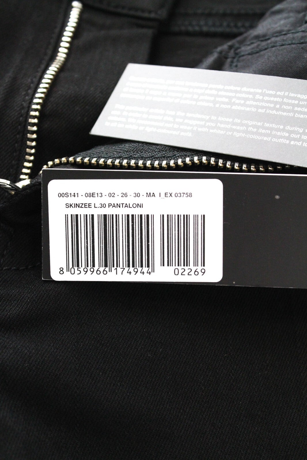 DIESEL Skinzee 08E13 W26/L30 Women Jeans Super Slim Skinny Black Distressed