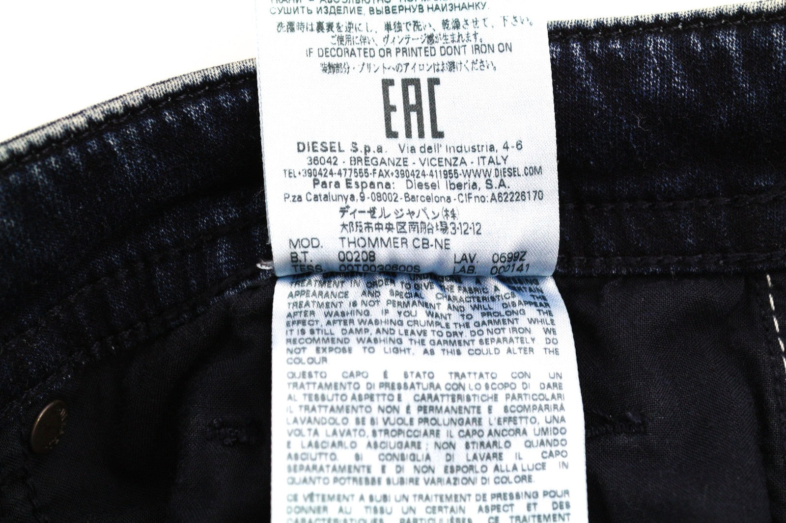 DIESEL Thommer CB-NE 0699Z Mens Jeans W28 Blue Washed Stretch Zip Slim