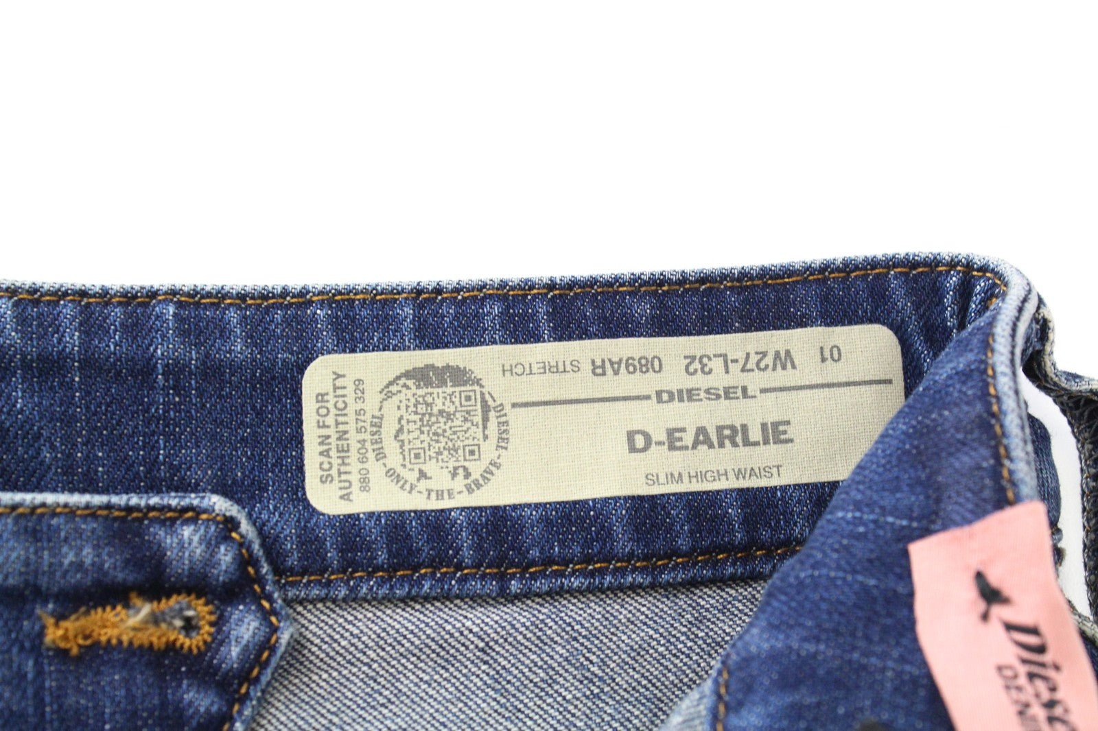 DIESEL D-Earlie 089AR W27/L32 Women Jeans High Rise Blue Distressed Zip-Fly Slim