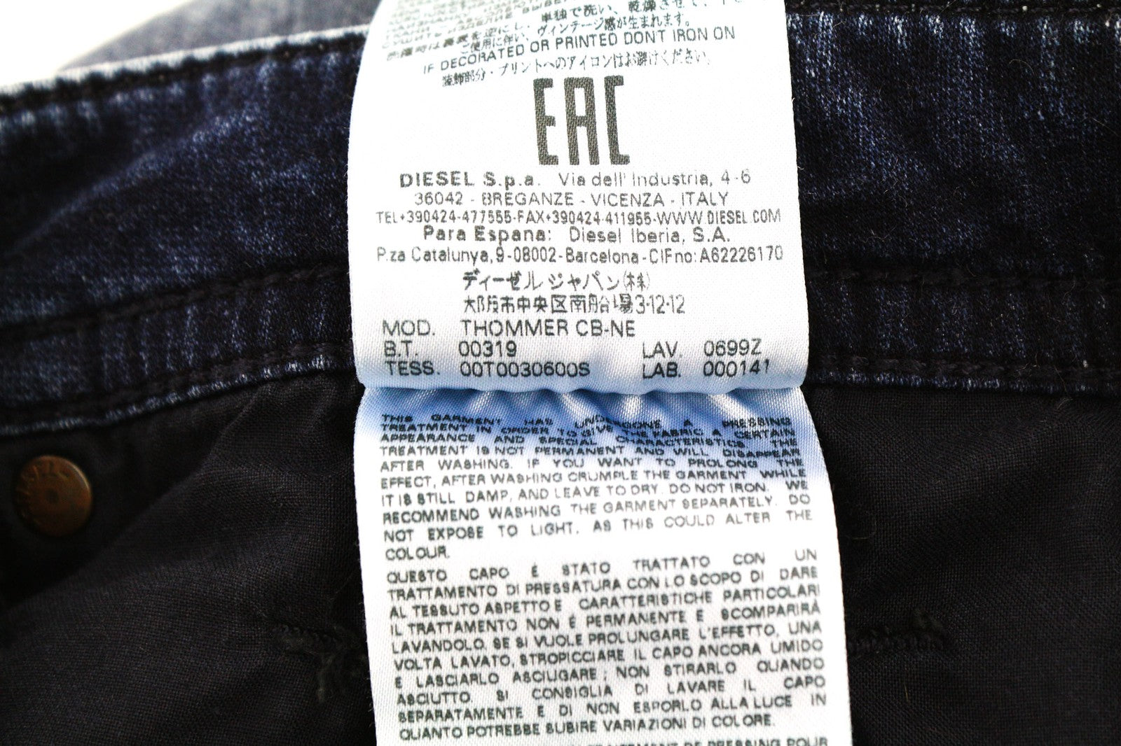 DIESEL Thommer CB-NE 0699Z Mens Jeans W28 Blue Washed Stretch Zip Slim