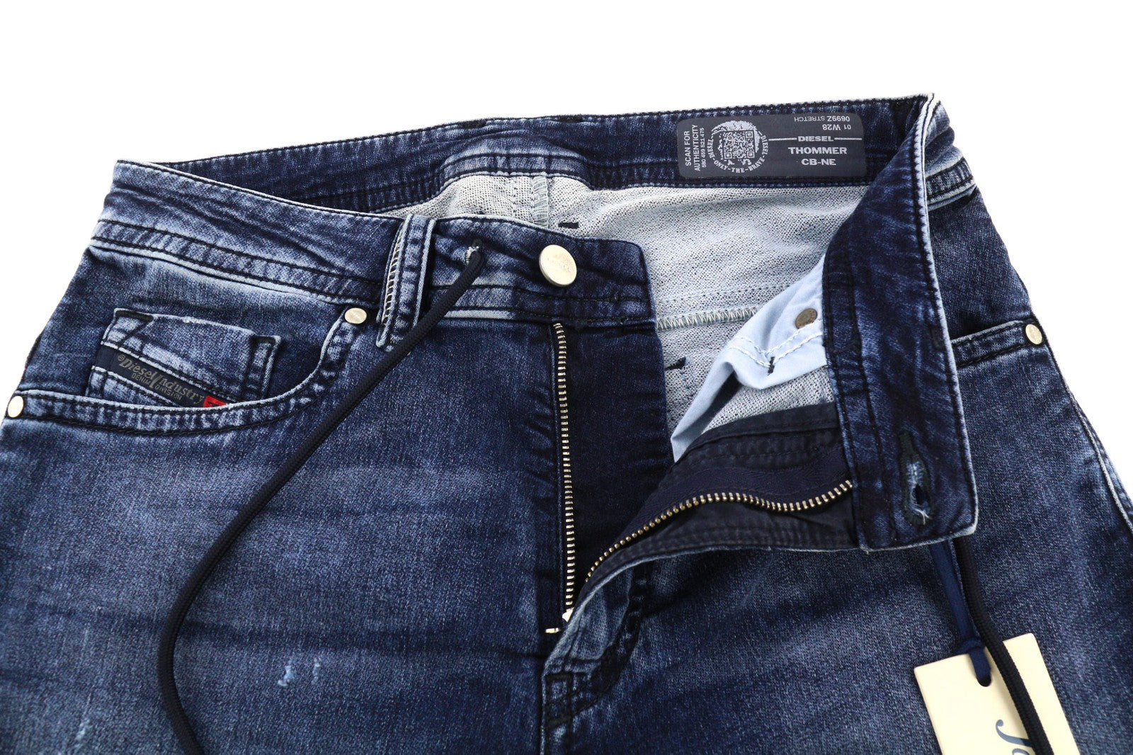 DIESEL Thommer CB-NE 0699Z Mens Jeans W28 Blue Washed Stretch Zip Slim