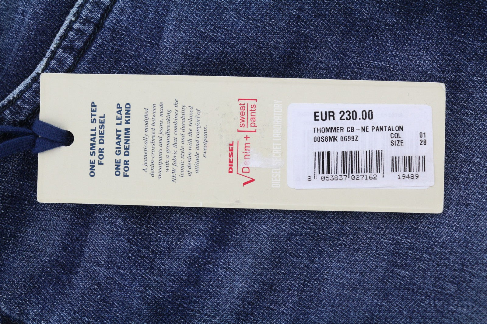 DIESEL Thommer CB-NE 0699Z Mens Jeans W28 Blue Washed Stretch Zip Slim