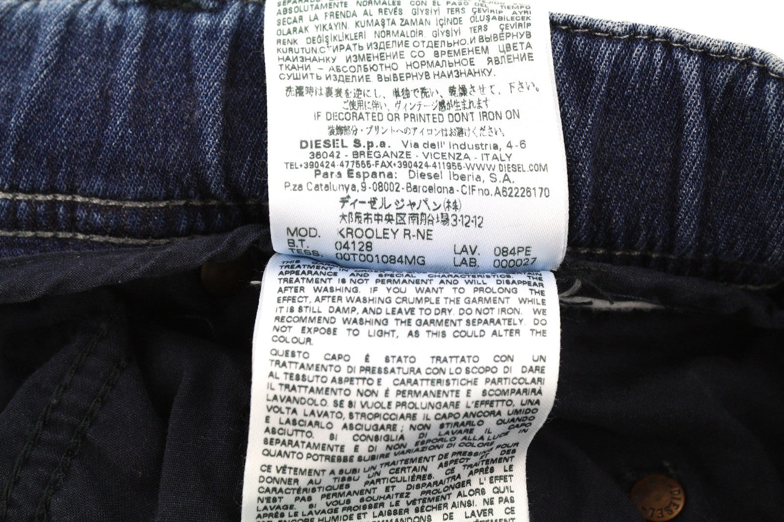 DIESEL Krooley R-NE 084PE vyriški džinsai W28 Mėlyna skalbta Stretch Jogg Distress Slim 