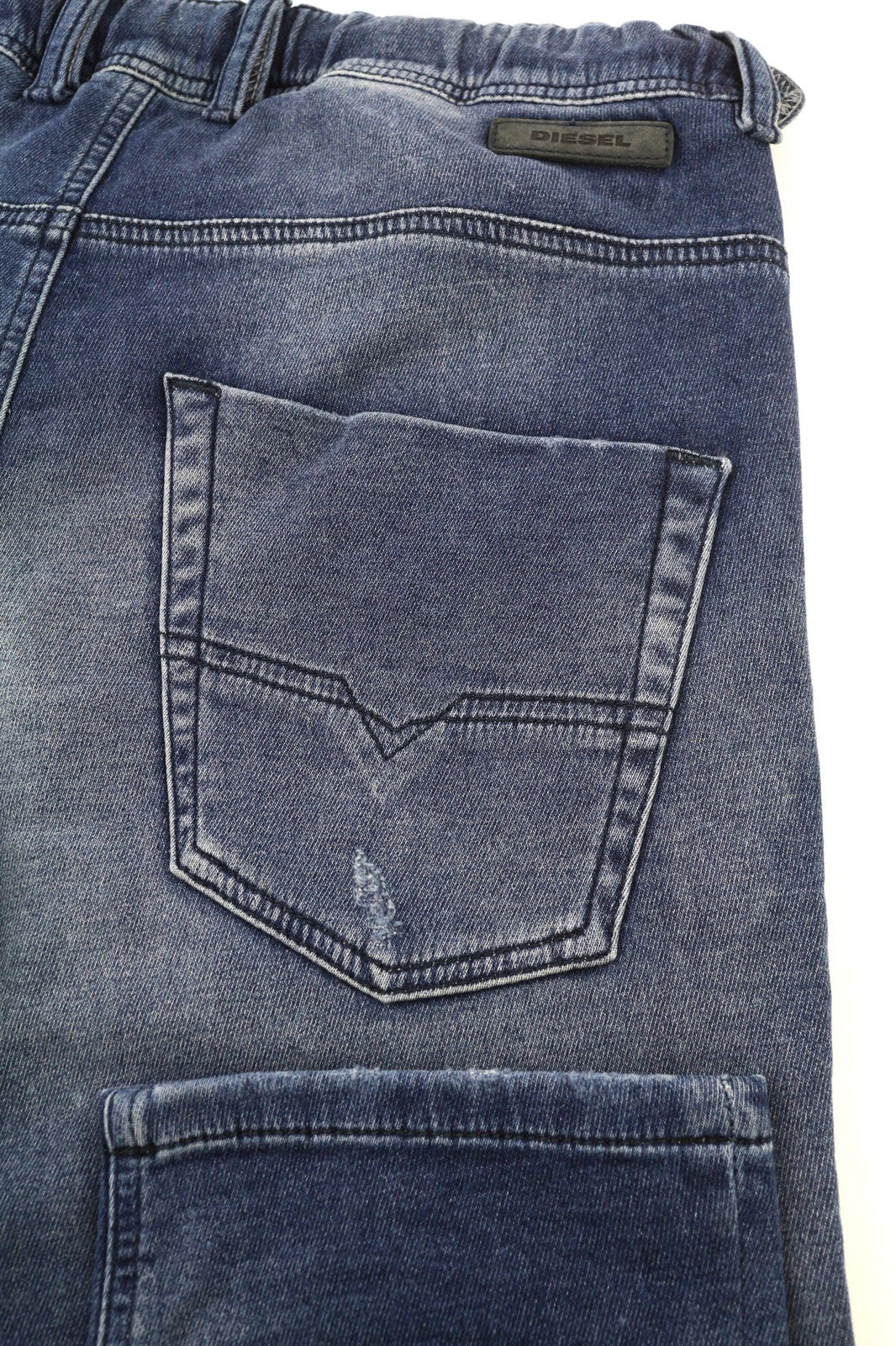 DIESEL Krooley R-NE 084PE vyriški džinsai W28 Mėlyna skalbta Stretch Jogg Distress Slim 