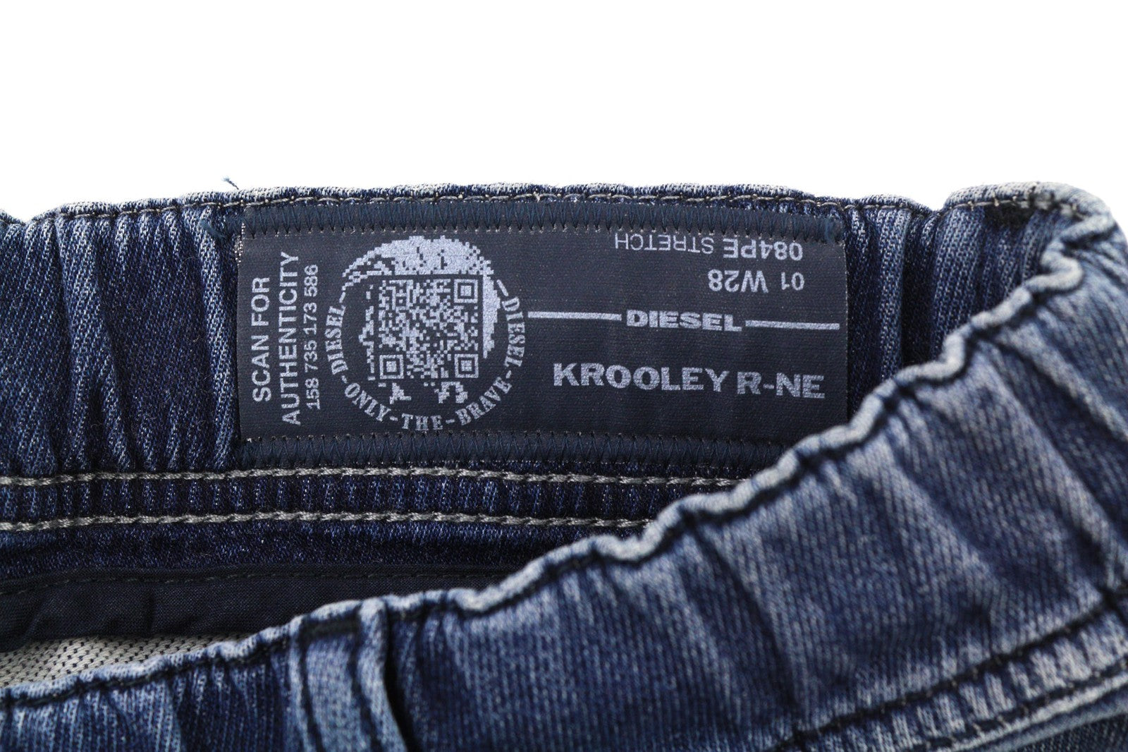 DIESEL Krooley R-NE 084PE vyriški džinsai W28 Mėlyna skalbta Stretch Jogg Distress Slim 