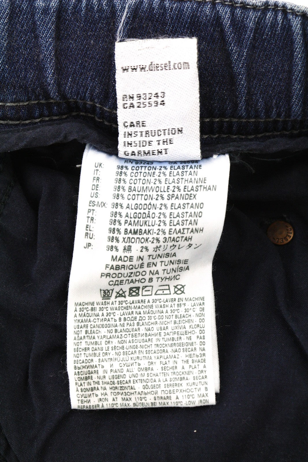 DIESEL Krooley R-NE 084PE vyriški džinsai W28 Mėlyna skalbta Stretch Jogg Distress Slim 