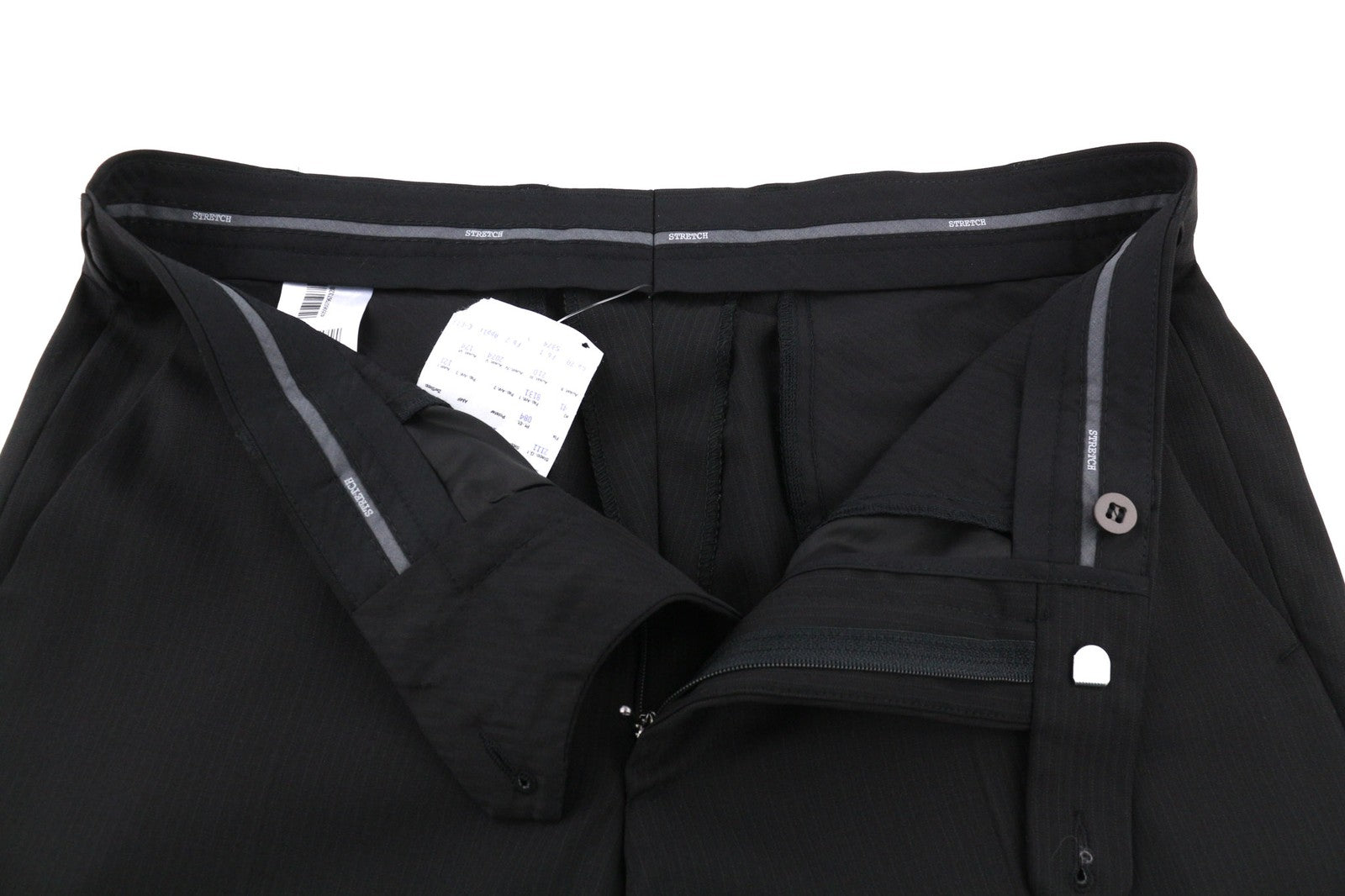 DIGEL Daren-V vyriškos kelnės, UK38, juodos, tamprios, dryžuotos, vilnonės, su užtrauktuku. 