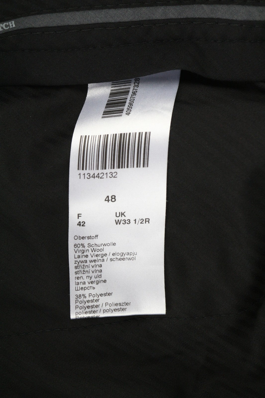 DIGEL Daren-V vyriškos kelnės, UK38, juodos, tamprios, dryžuotos, vilnonės, su užtrauktuku. 