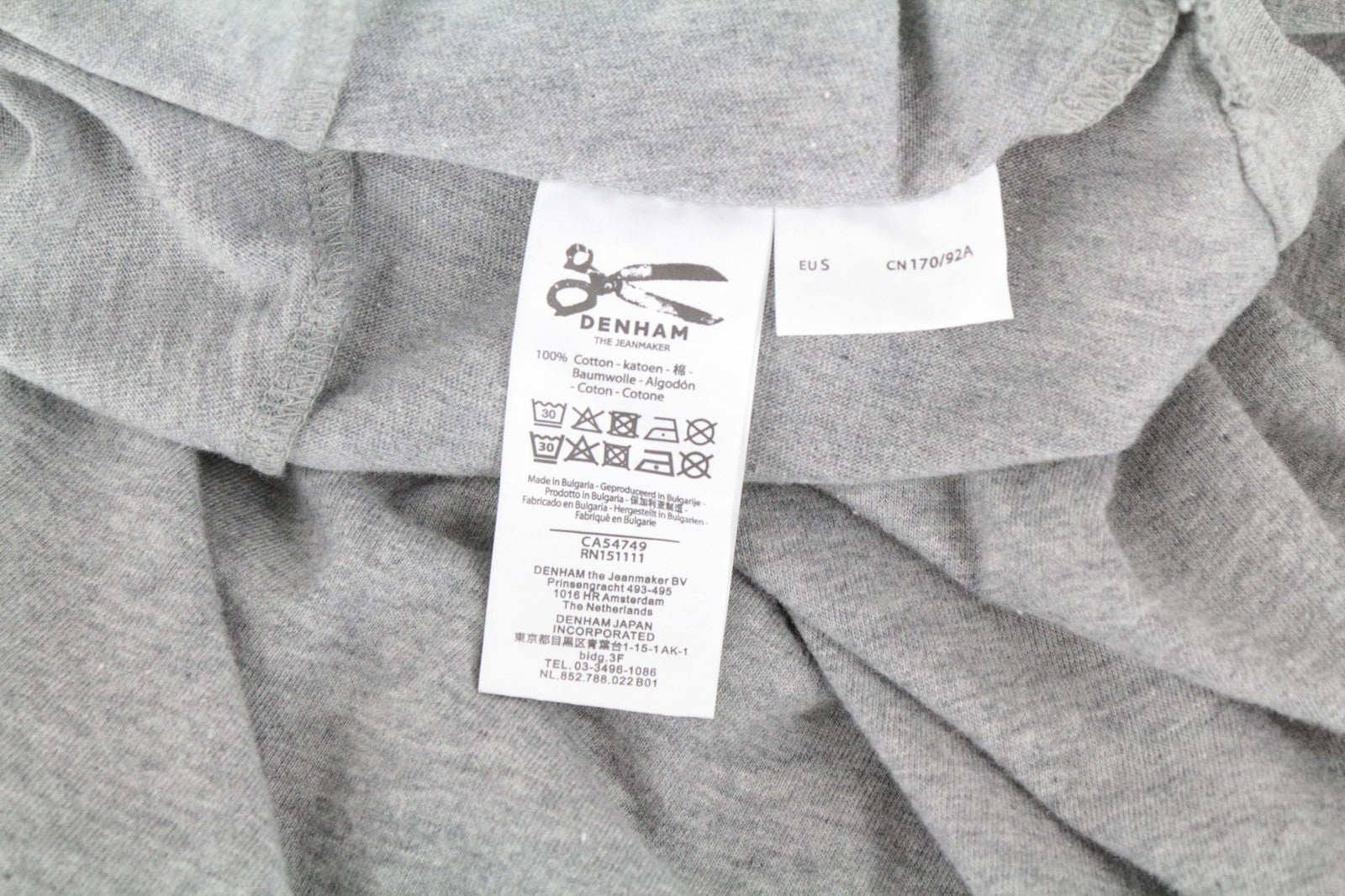 DENHAM Tubular S vyriški marškinėliai su pilku melanžu, apvalia kaklo iškirpte, klasikiniai medvilniniai marškinėliai 