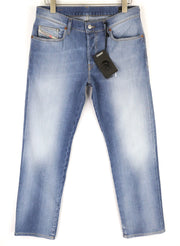 DIESEL D-Mihtry 009NF Mens Jeans W32/L30 Blue Washed Straight Stretch Buttoned