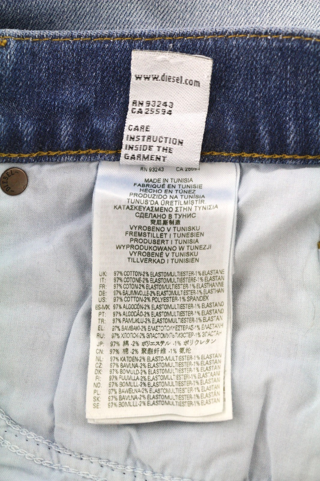 DIESEL D-Mihtry 009NF Mens Jeans W32/L30 Blue Washed Straight Stretch Buttoned