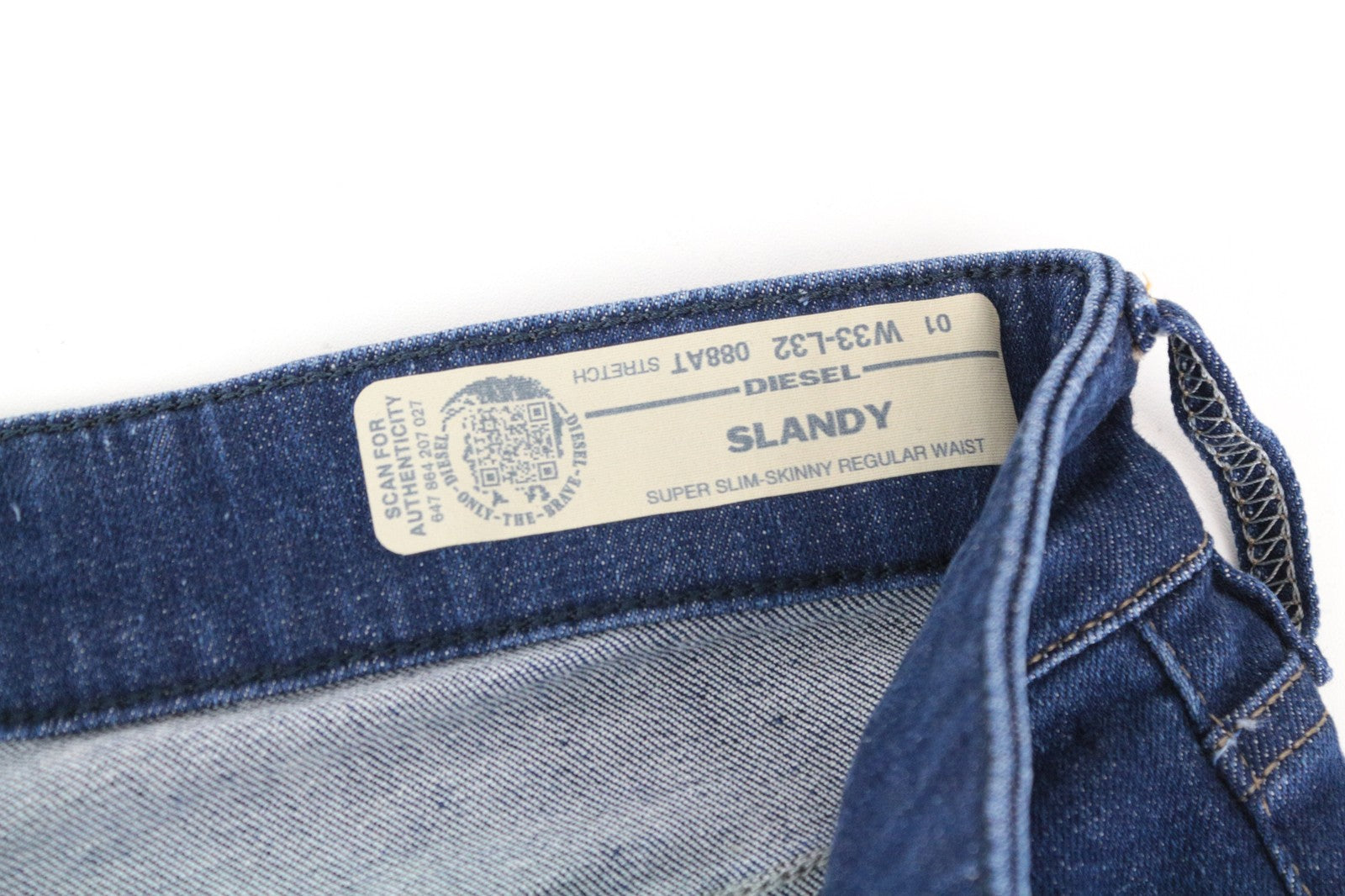 DIESEL Slandy 088AT W33/L32 Women Jeans Strecth Distress Super Slim Skinny Blue