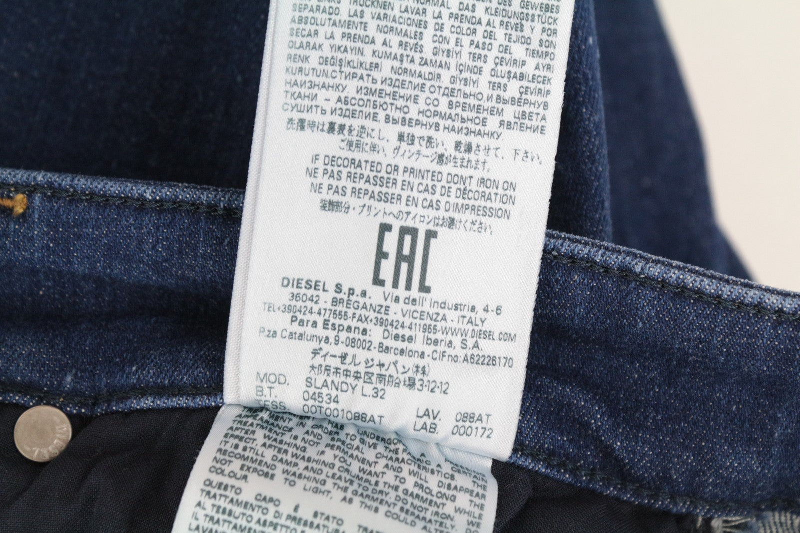 DIESEL Slandy 088AT W33/L32 Women Jeans Strecth Distress Super Slim Skinny Blue