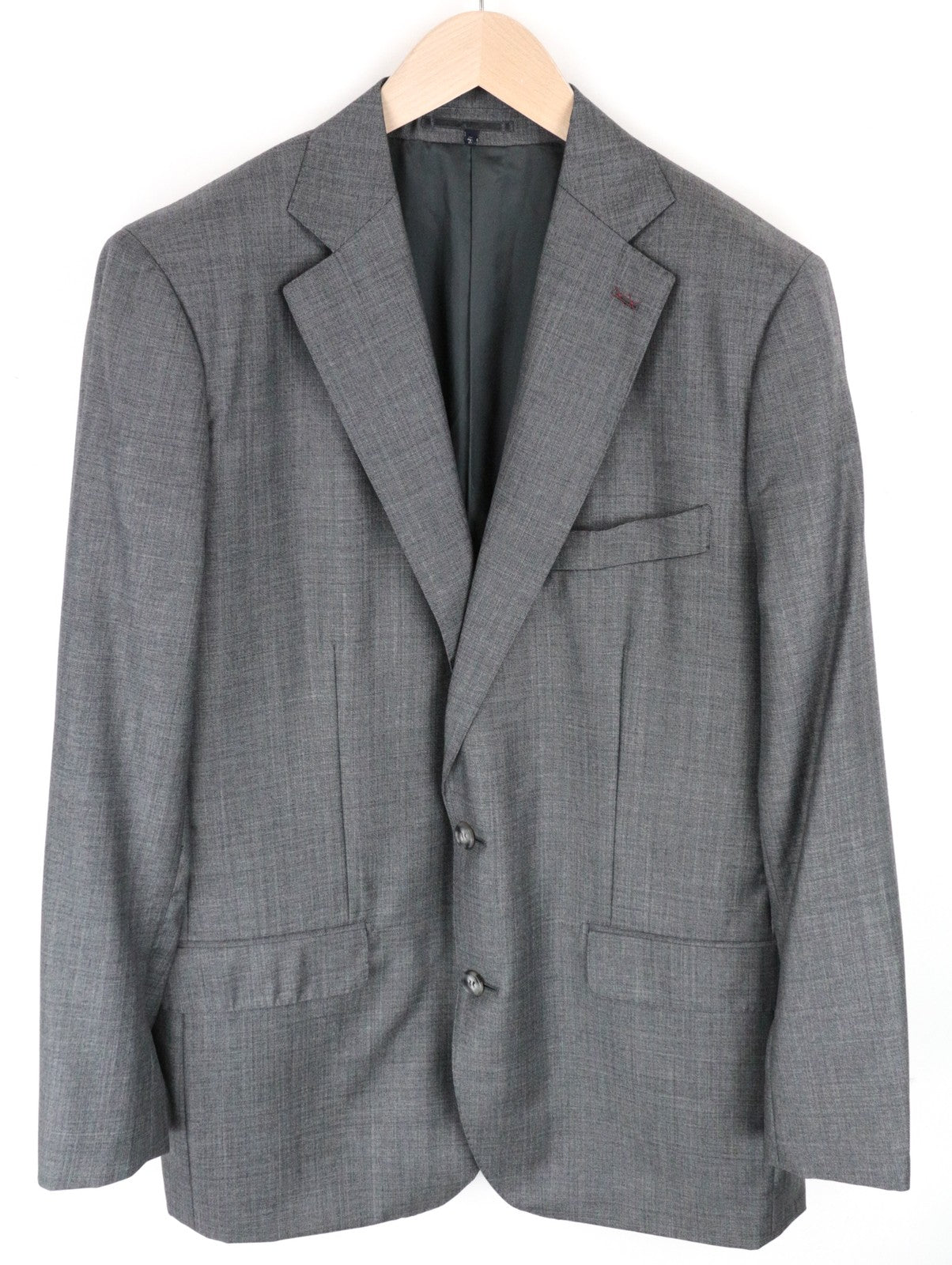 SUITSUPPLY Lazio UK44R Men Blazer Grey Mélange Pure Wool Slim Sharkskin Print