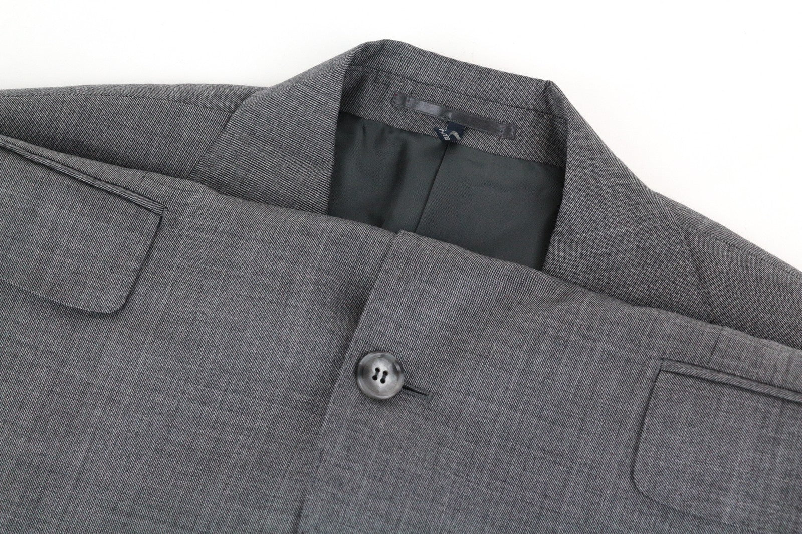 SUITSUPPLY Lazio UK44R Men Blazer Grey Mélange Pure Wool Slim Sharkskin Print