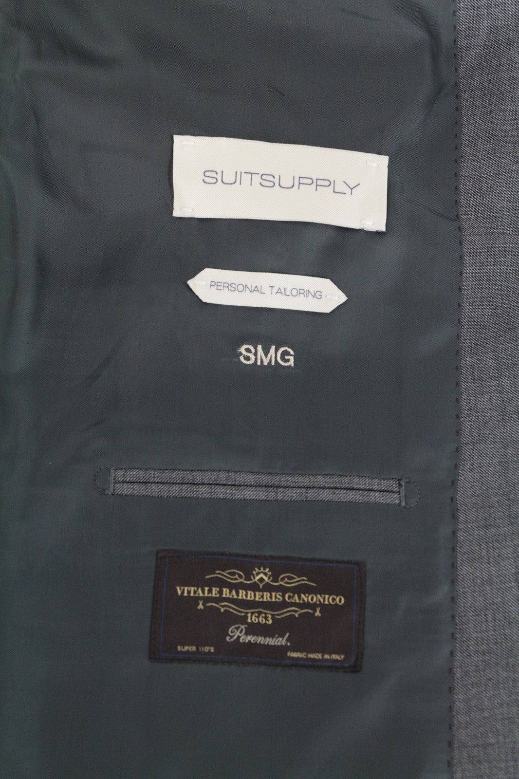 SUITSUPPLY Lazio UK44R Men Blazer Grey Mélange Pure Wool Slim Sharkskin Print