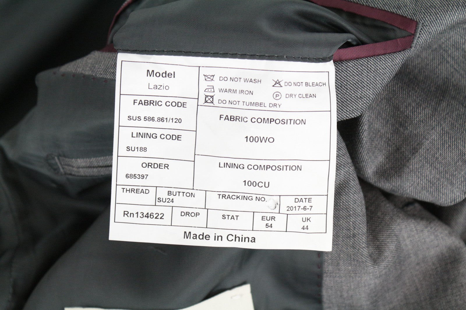 SUITSUPPLY Lazio UK44R Men Blazer Grey Mélange Pure Wool Slim Sharkskin Print