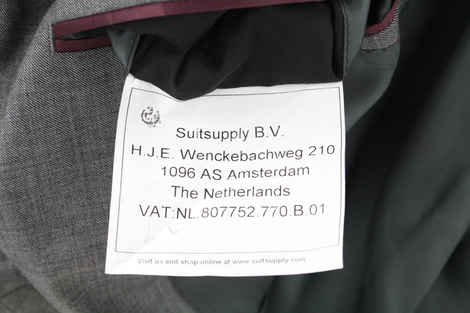 SUITSUPPLY Lazio UK44R Men Blazer Grey Mélange Pure Wool Slim Sharkskin Print