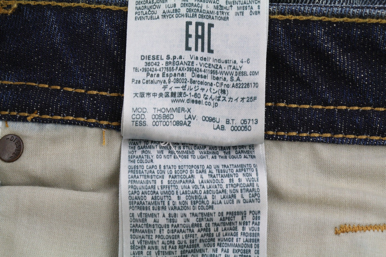 DIESEL Thommer-X 0096U vyriški džinsai W40/L32 mėlyni, skalbti, ploni su užtrauktuku